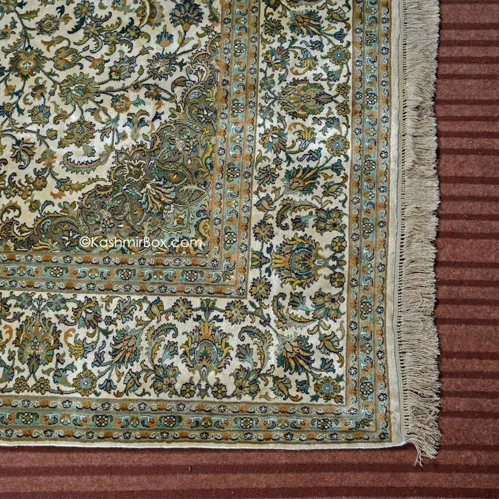 Classic White Kashan Silk Carpet