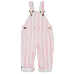 Classic Wide Stripe Denim Overalls - Pink