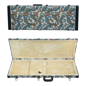 Classic Wood Mini Bass Guitar Case - Paisley Floral Tan