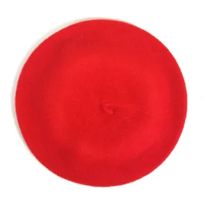 Classic Wool Beret in Bright Red