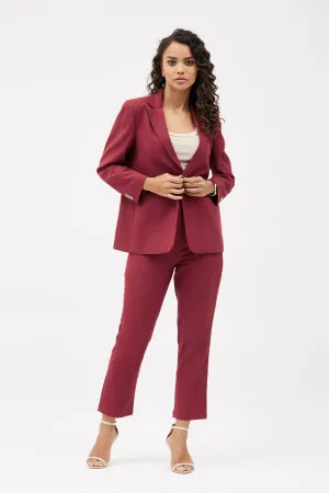 Classic Work Blazer & Trouser Set - Maroon