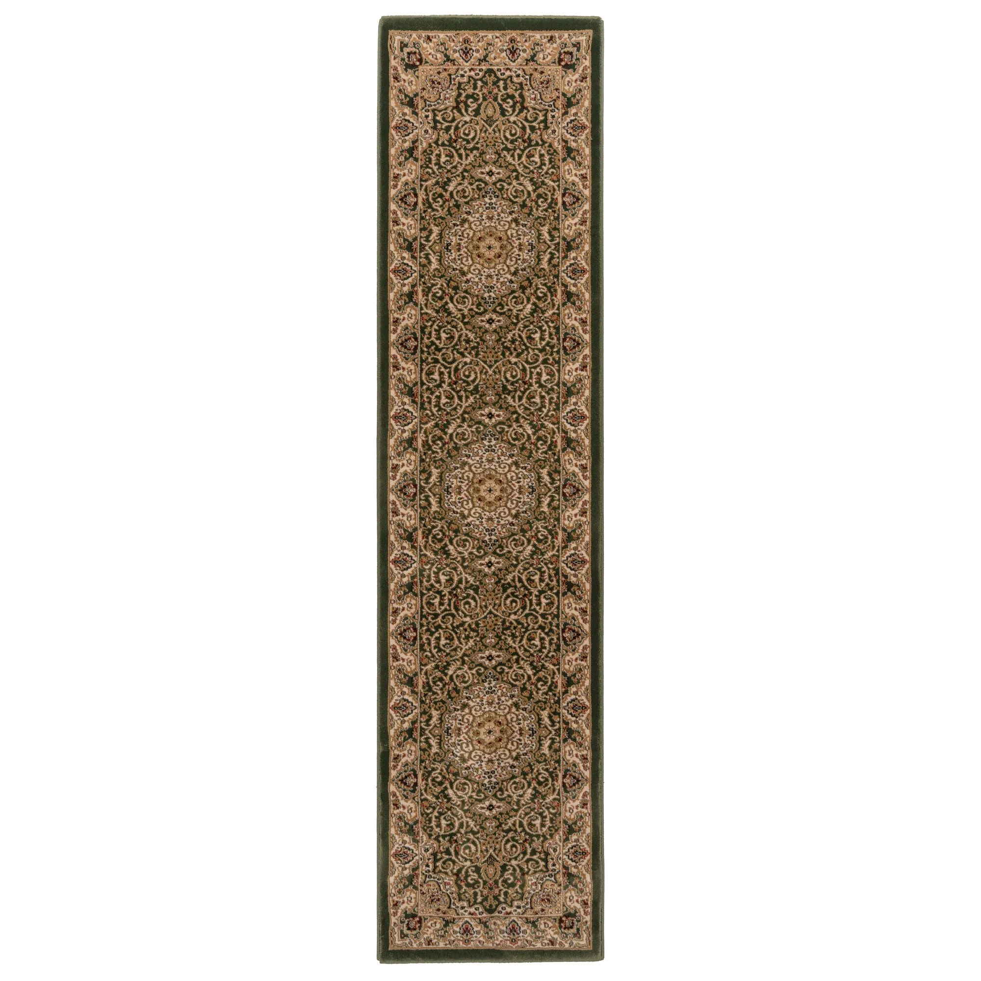 Classical Rich Green Runner Rug - Sunil