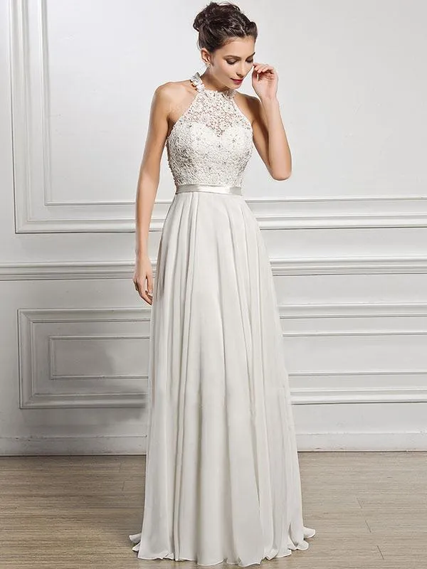 Classical White Lace Sleeveless Maxi Dress Evening Dress