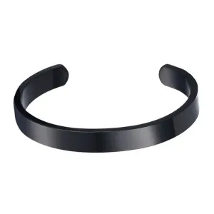 Classy Men 8mm Black Flat Cuff Bracelet