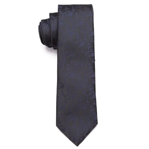 Classy Men Black Floral Skinny Tie