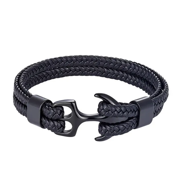 Classy Men Blacked Out Anchor Bracelet