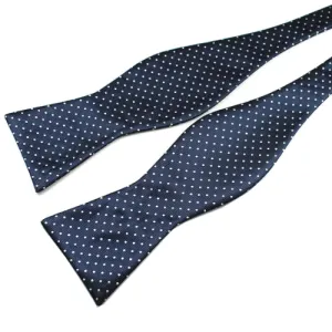 Classy Men Blue Dotted Silk Self-Tie Bow Tie