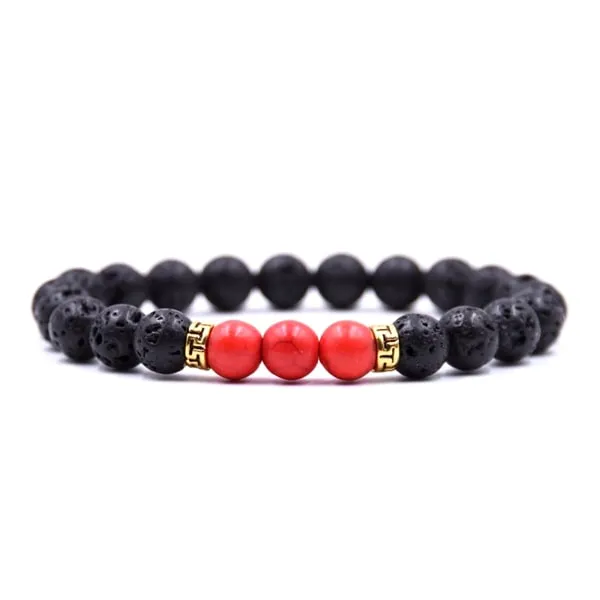 Classy Men Bracelet Lava Stone Red