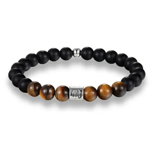 Classy Men Brown Beaded Zodiac Bracelet