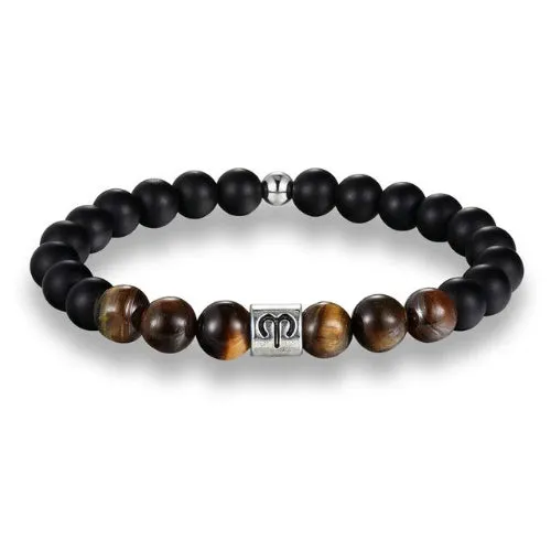 Classy Men Brown Beaded Zodiac Bracelet