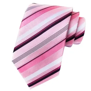 Classy Men Classic Pink Striped Silk Tie