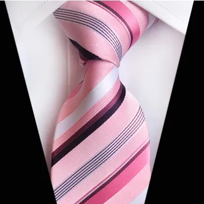 Classy Men Classic Pink Striped Silk Tie