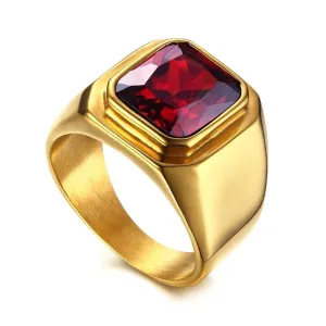 Classy Men Gold Plated Ruby Ring