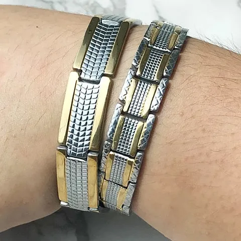 Classy Men Gold Silver Design Steel Bracelet