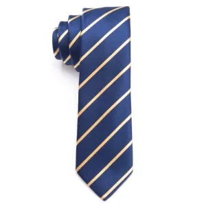 Classy Men Gold Striped Skinny Tie