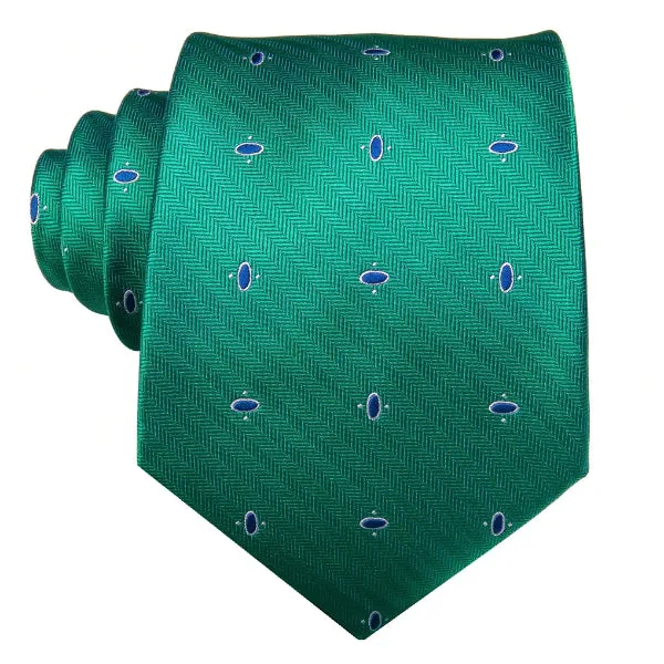 Classy Men Green Dotted Novelty Silk Tie