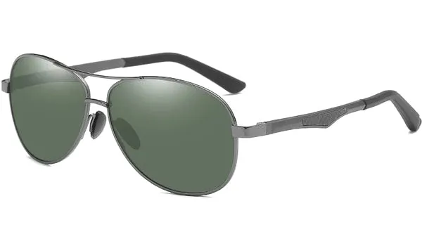 Classy Men Green Polarized Pilot Sunglasses