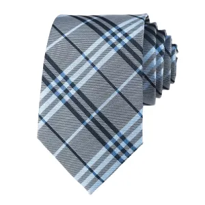 Classy Men Grey Plaid Silk Tie