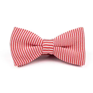 Classy Men Knitted Bow Tie Red Striped