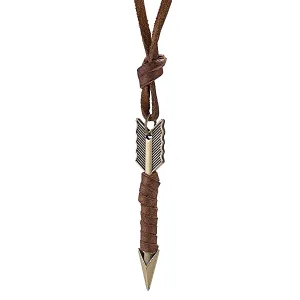 Classy Men Leather Arrow Pendant Necklace