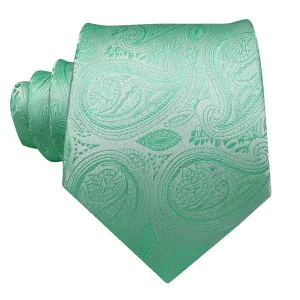 Classy Men Mint Green Floral Paisley Silk Tie