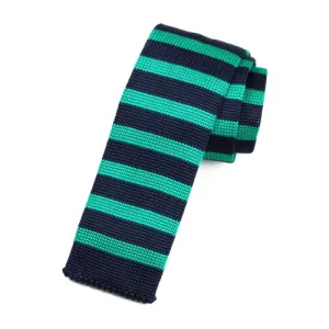 Classy Men Mint Green Navy Blue Square Knit Tie