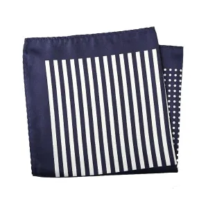 Classy Men Navy Blue Multi-Pattern Pocket Square