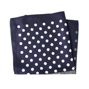 Classy Men Navy Blue Red Multi-Pattern Pocket Square