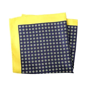 Classy Men Navy Blue Yellow Dot Pocket Square