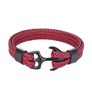 Classy Men Red & Black Anchor Bracelet