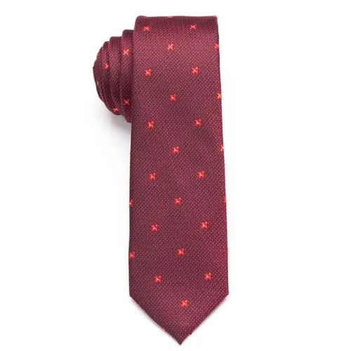 Classy Men Red Blossom Skinny Tie