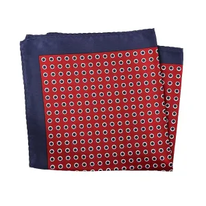 Classy Men Red Navy Blue Dot Pocket Square