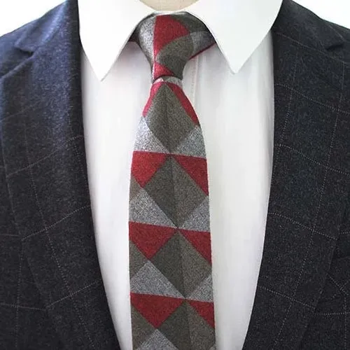 Classy Men Red Triangle Cotton Necktie