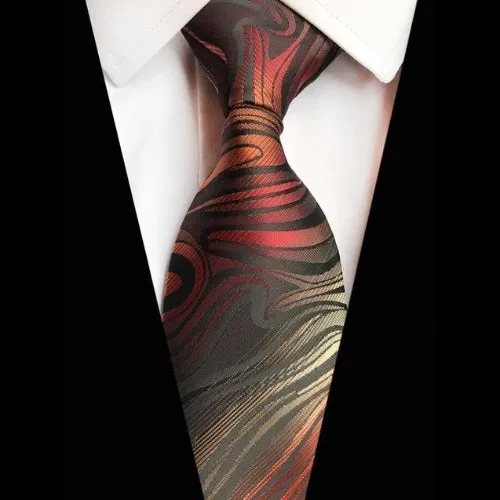 Classy Men Red Wavy Silk Tie