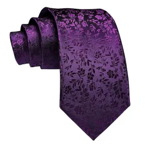 Classy Men Royal Purple Floral Silk Tie