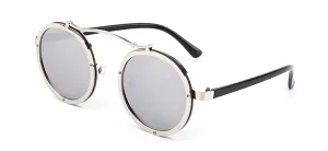 Classy Men Silver Retro Round Sunglasses