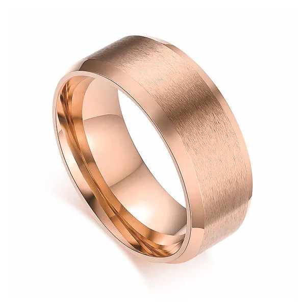 Classy Men Simple Rose Gold Band Ring