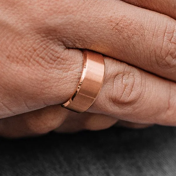 Classy Men Simple Rose Gold Band Ring