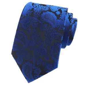 Classy Men Simple Royal Blue Paisley Tie