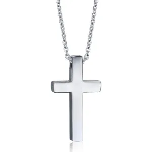 Classy Men Simple Silver Cross Pendant Necklace