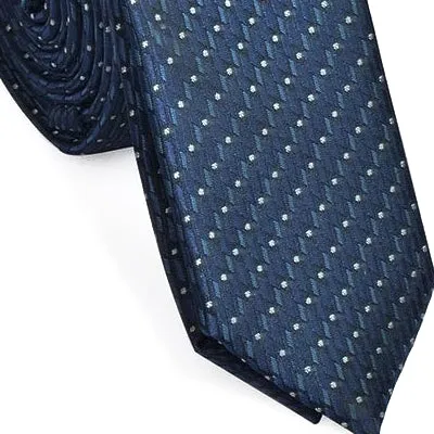 Classy Men Skinny Blue Dash Dot Tie