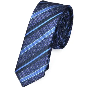 Classy Men Skinny Blue Striped Tie