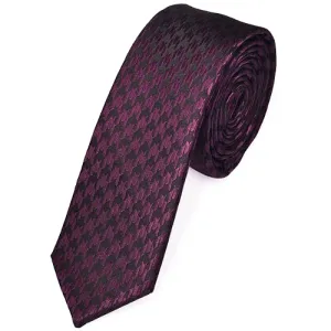 Classy Men Skinny Purple Houndstooth Tie