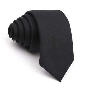 Classy Men Solid Black Skinny Tie