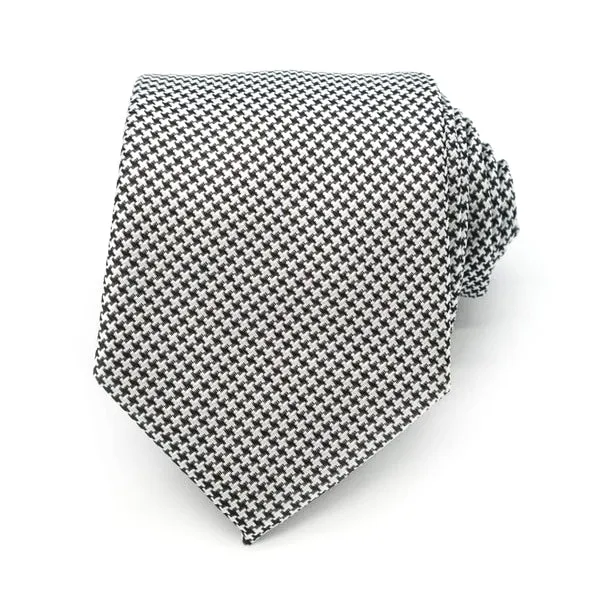 Classy Men White Black Dotted Silk Tie