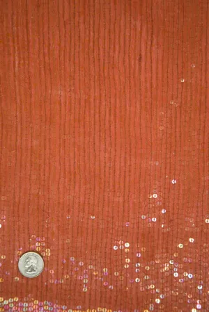 Clay Orange Sequins & Beads on Silk Chiffon JEC-132-29 Fabric