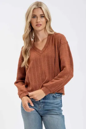 Clay Rib Knit Long Sleeve top