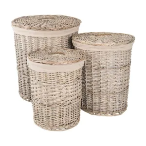 CLAYRE & EEF Set 3 cestini tondi cesti contenitori rattan marrone 3 misure