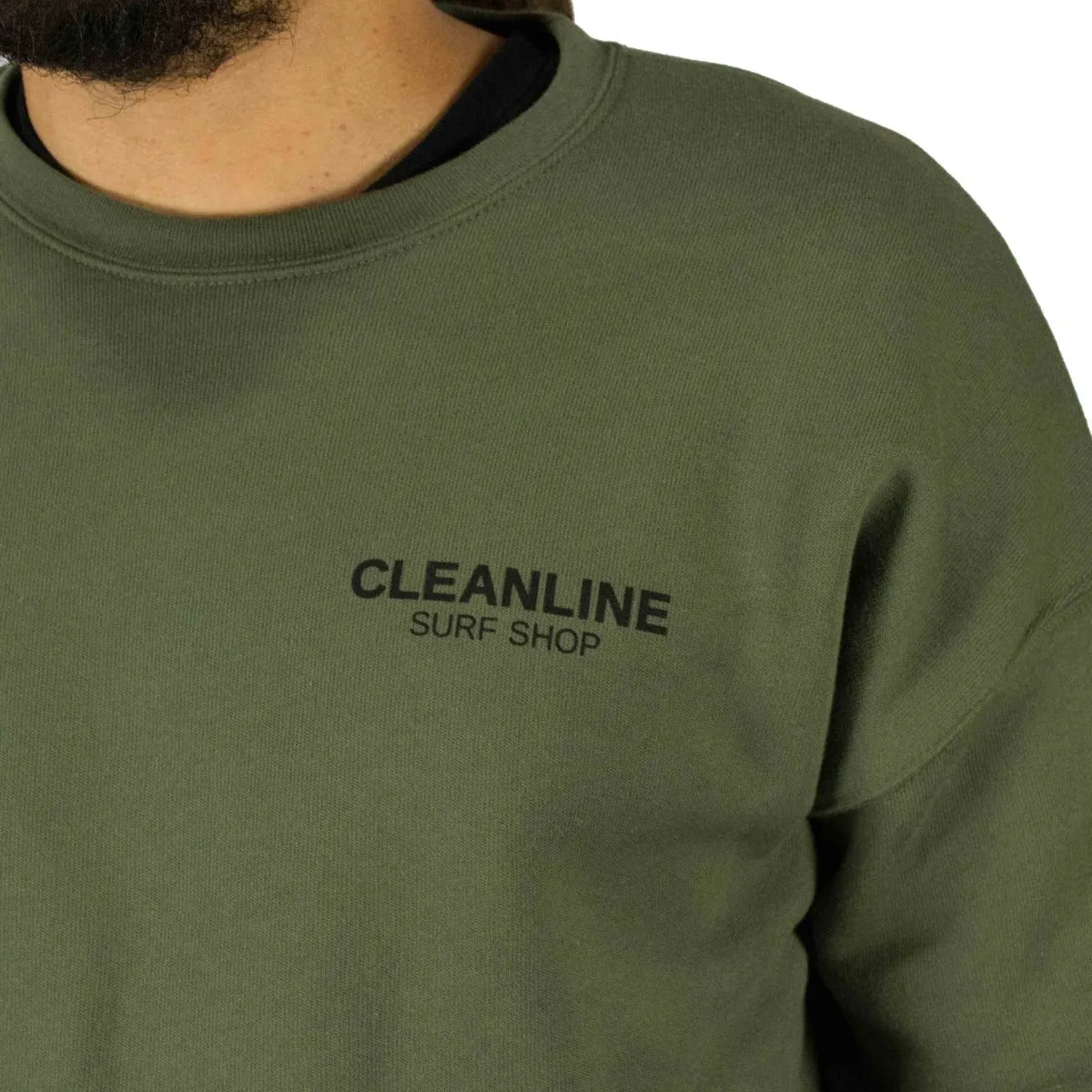 Cleanline Lines Crew Sweatshirt - Military Green