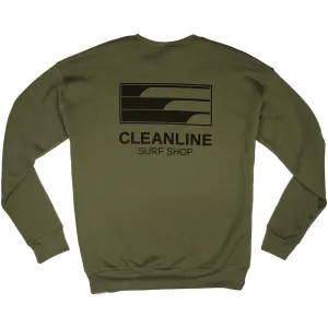 Cleanline Lines Crew Sweatshirt - Military Green